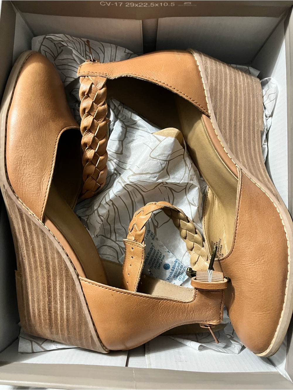Crown Vintage Tan Braided Ankle-Strap Wedge Sandals